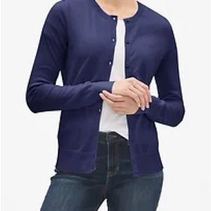 NWT GAP CREWNECK CARDIGAN NAVY UNIFORM LARGE